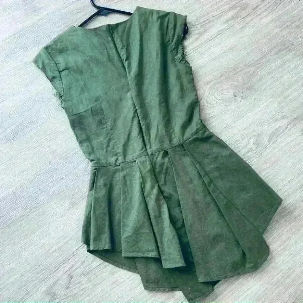 CYNTHIA ROWLEY KAKI RUFFLE TOP - Picture 6 of 13